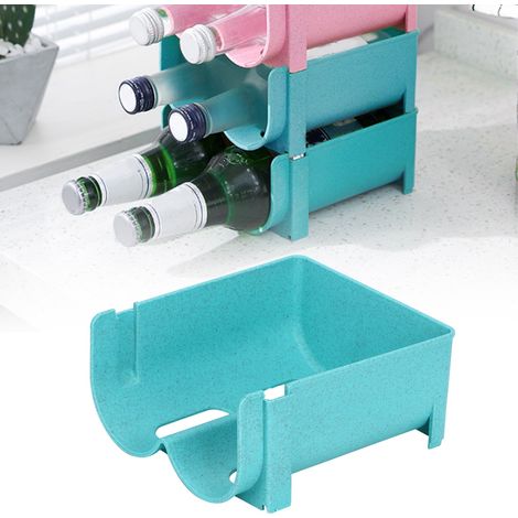 Porte-canettes empilable, étagère de rangement pour canettes, organisateur de boissons en canette pour réfrigérateur (bleu) (1/5)