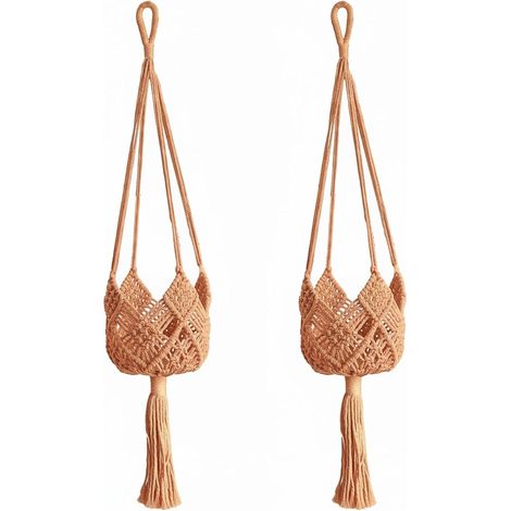Juego de 2 colgadores de macramé para plantas, 35 soportes ajustables para plantas colgantes en mezcla de algodón bohemio tejido a mano para decoración interior y exterior (1/5)