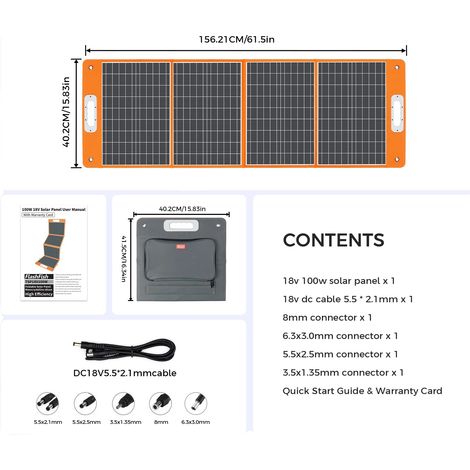 Solarpanel, tragbares Design, vielseitige Ausgabemöglichkeiten, 18V 100W (1/2)
