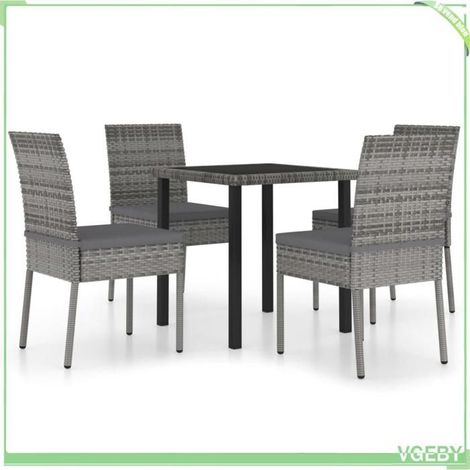 Ensemble de salle à manger de jardin - FAFEICY - 3065700 - Résine tressée gris - Acier enduit de poudre - 5 pièces (1/5)
