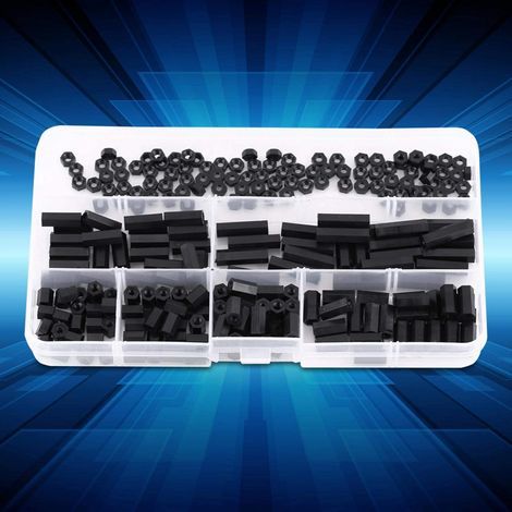 250 pièces Nylon M3 femelle entretoise vis assortiment Kit colonne hexagonale (M3 femelle entretoise B) (1/5)