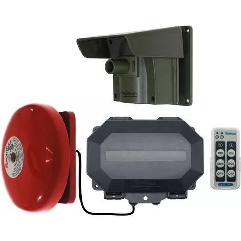 Ultra Secure – Détecteur de passage armable extérieur sans fil 800m – Récepteur IP56 avec télécommande – Cloche 100dB résistante aux intempéries (1/5)