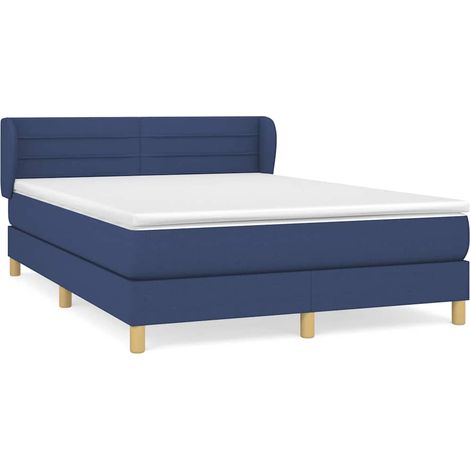 Maison Exclusive - Sommier à lattes de lit avec matelas Bleu 140x190 cm Tissu (1/5)