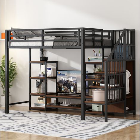 letto struttura 90x200 salvaspazio con presa nero OKMYHOME (1/5)