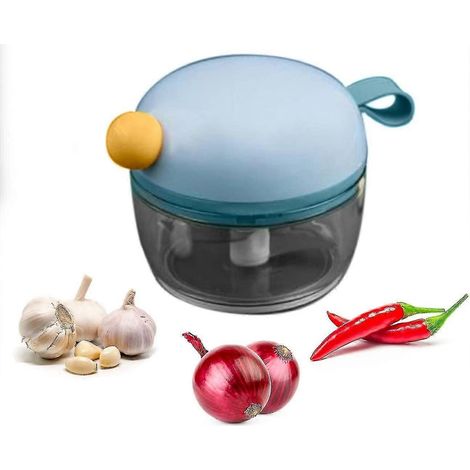 Mini hachoir, robot culinaire manuel, hachoir à oignons et légumes, presse à ail portable à ficelle (1/5)
