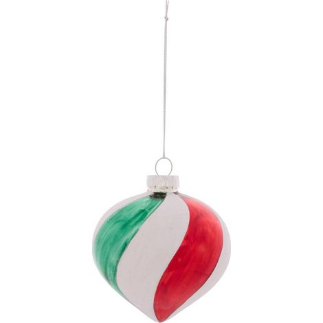 Pallina di natale in vetro tricolore: rosso, verde e blu, diametro 80 mm - Atmosphera créateur d'intérieur (1/5)