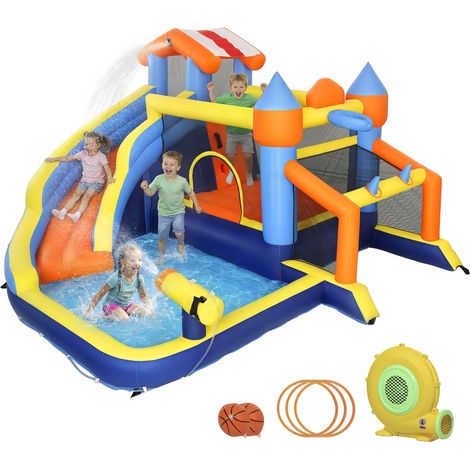 AIYAPLAY Inflatable Bounce House with Slide Pool/Ball Pit for Outdoor