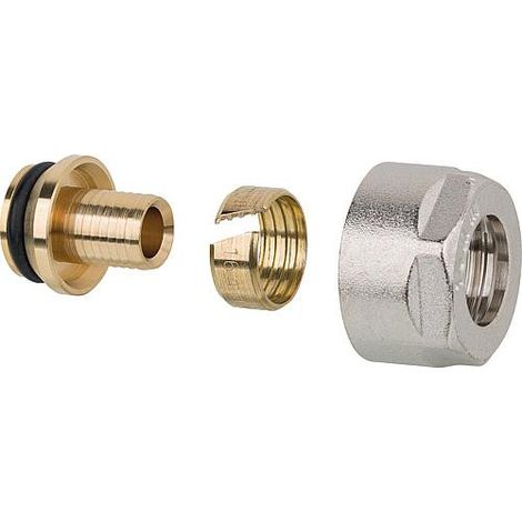 Raccord à compression pour tube PE avec écrou chapeau nickelé 17 x 2 mm - emballage 2 pcs
