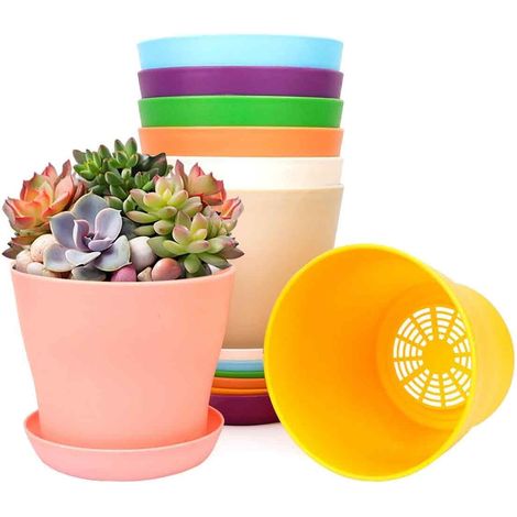 Maceta Plastico - 25 cm Diámetro - 20 cm Altura - Para Rosas - Con Agujeros Drenaje - Lote 10 Unidades (1/5)