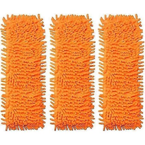 AURA Trois pièces de chiffon plat (orange) Balai à franges rétractable en microfibre, décapant, balai humide et sec, pour sols stratifiés, parquets et carrelages (1/5)