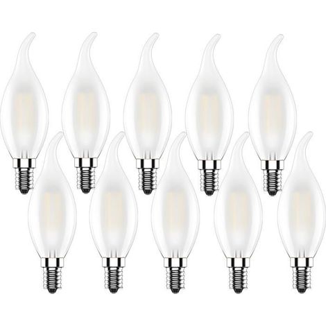 E14 Ampoule LED Bougie,4W 220V Ampoule Flamme,Filament LED Blanc Chaud 2700K,Lampe Forme de Bougie 400LM,Non Dimmable,10 Pièces (1/5)