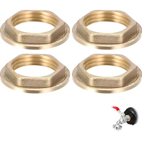 4PCS G1/2 Écrou Blocage avec Bride, Hexagonal Laiton Femelle Écrou Blocage Contre-écrou à Plateau en Laiton Brut Femelle Tuyau de Plomberie à Contre-écrous pour Robinets de Lavabo Salle de Bain (1/5)