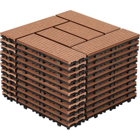 Wolketon WPC-Fliesen Terrassenfliesen 30x30cm Fliesenset Klicksystem 55er Set