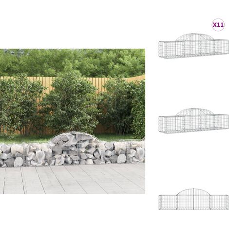Paniers à gabions arqués 11 pcs 200x50x40/60 cm fer galvanisé - Panier Gabion - Mur Gabion - Clôture Gabion - Décoration Jardin - Barrieres Jardin (1/5)