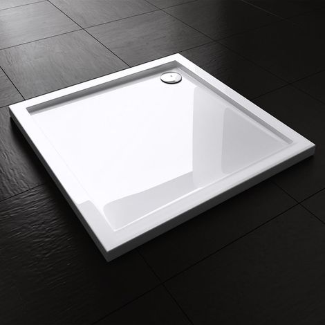 Durovin Bathrooms Shower Tray - Light Sturdy Acrylic - Glossy White Finish - Square - 750 x 750mm (1/5)