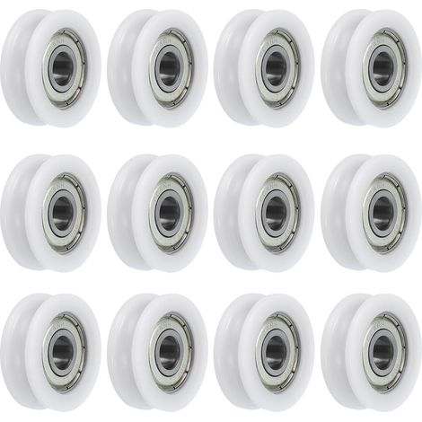 Lot de 12 U608ZZ Poulie en Nylon avec Roulement à Billes à Gorge en U 8x30x10 mm U Roue à Rouleaux Rainurée (GCr15) Roulements en Acier Chromé, ABEC3
