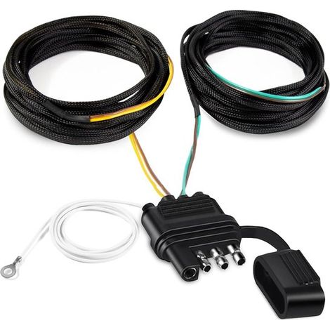 Kits de câblage pour remorques de 6,7 m (environ) de long, à 4 broches et 5 conducteurs, protégés par une gaine tressée en nylon, en cuivre pur, pour remorques de bateaux, Ve (1/5)