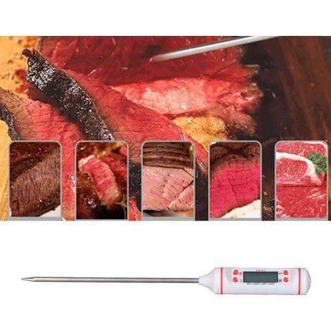 Digitales Küchenthermometer für Grillgerichte, Kuchen, Fleisch, Süßspeisen, Frittiertes, Restaurants, Haushaltsküchen, Backöfen, Küchengeräte, weiß. (1/5)