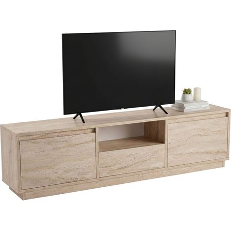 Dmora - Mueble de televisión Morrigan, Aparador de salón, Mueble bajo para TV, Base de pared equipada, 160x30 h42 cm, Beige