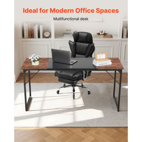 Bureau d'ordinateur 160 x 60 x 75 cm, table de bureau informatique en bois avec cadre en métal, table d'étude simple et moderne ave… (1/5)
