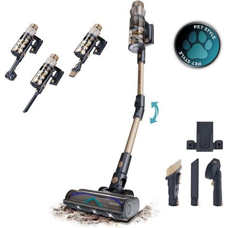 Aspirapolvere a scopa - CECOTEC - Conga Rockstar RS90 Pet Flex - 40 000 Pa - 65 min - 140 m² - Oro / Grigio