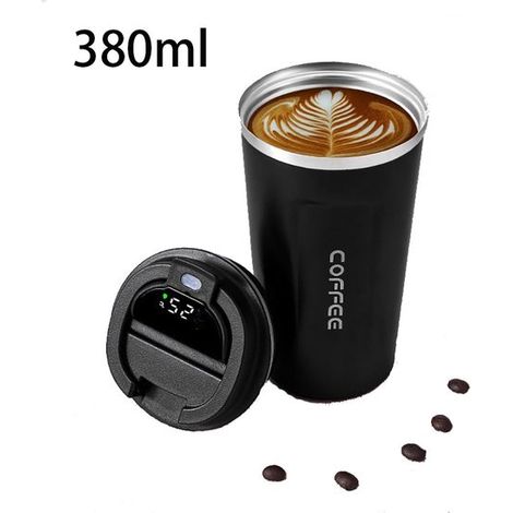 Tazza termica da caffè, tazza da caffè portatile con termometro, tazza da viaggio, 510 ml, tazza termica sottovuoto, tazza da viaggio unisex per (1/5)