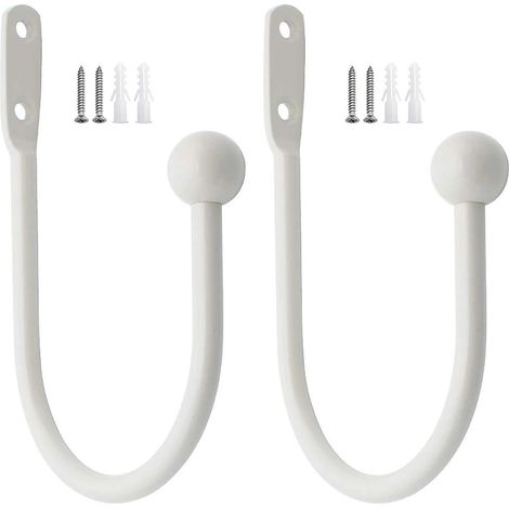 2 Pièces Retenues de Draperie de Rideau Crochets Décoratifs pour Fenêtre Embrasses à Rideaux Crochets de Retenue de Rideau en Métal- Blanc (1/5)
