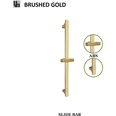 (Barre dorée brossée uniquement) Ensemble de barre de douche avec support mural réglable et flexible de douchette, accessoires de salle de bain, or et noir. (1/5)