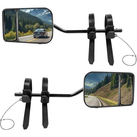 Rétroviseur de remorquage convexe pour caravane, camping-car, universellement réglable, avec clips et bandes élastiques pour voitures, remorques, camionnettes, SUV, camions, touristes (1/5)