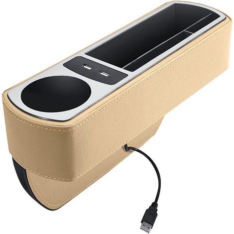 Organiseur de siège auto en cuir PU, poche de console centrale avec porte-gobelet, rangement pour téléphone