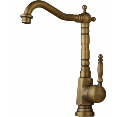 Mitigeur d'évier de cuisine à une poignée Robinet à cartouche en céramique en laiton Bec Robinet à bec haut (1/4)