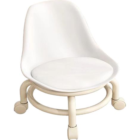 Tabouret roulant enfant bas avec dossier, tabouret bas à roulettes universelles, siège roulant blanc, marchepied (1/5)