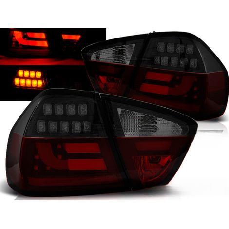 Paire de feux arriere BMW serie 3 E90 Berline 05-08 LED BAR rouge fume Noir-42044693