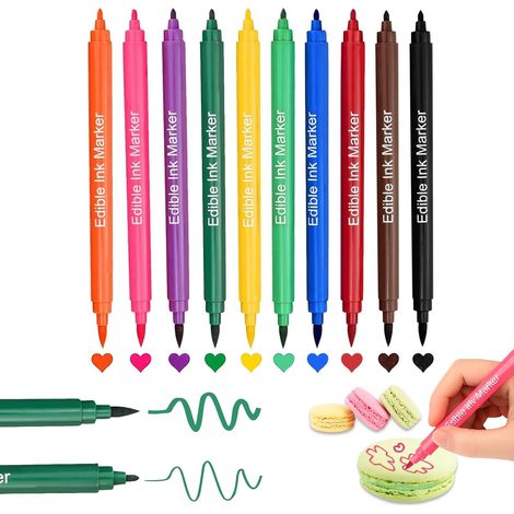 10 couleurs stylos alimentaires comestibles double pointe, marqueurs pour pâtisserie, glaçage, œufs de Pâques, dessin sur gâteau
