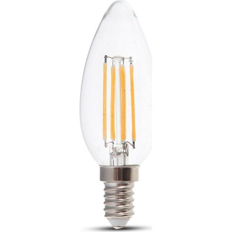 Ampoule LED V-TAC E14 4 W à filament bougie, blanc chaud, intensité variable (1/6)