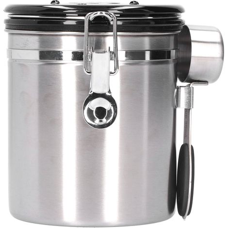 1 récipient hermétique Divers accessoire de portail, acier inoxydable 304, valve d'échappement CO2, 1,5 L, pour grains de café, fruits secs et thé (1/5)