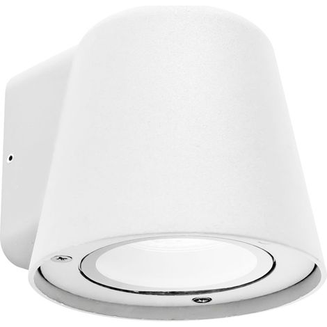 CONE Aplique de Pared para Exterior IP54 con Foco Orientable. Iluminación de Fachada, Terraza o Jardín. Aplique para Bombilla GU10 de Diseño Minimalista y Moderno en Aluminio. Color Blanco
