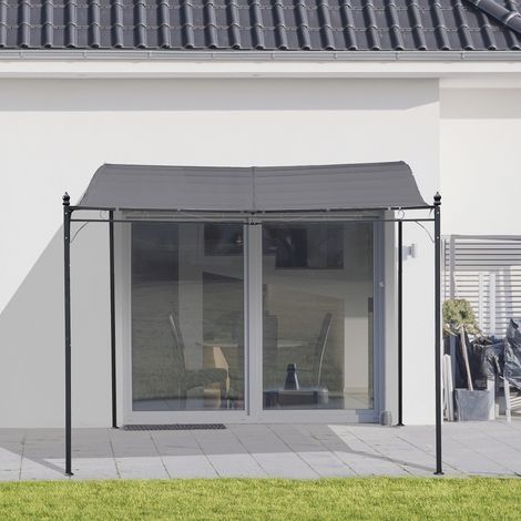 Outsunny Pergola Gartenpavillon Pavillon Überdachung Zelt Metall Grau 297x297cm