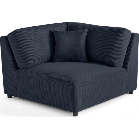 Garance - module d'assise d'angle réversible - en velours côtelé - bleu nuit (1/5)