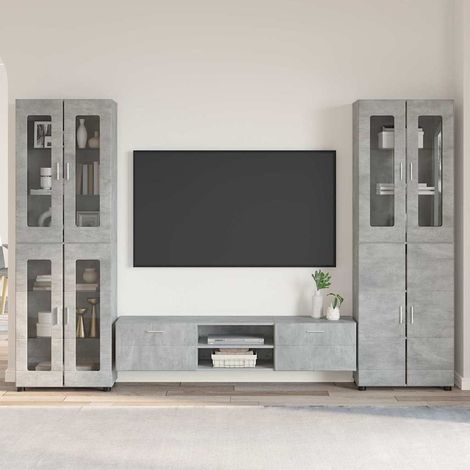 TV-Schrankset mit Regal FLORIN 3 pcs Beton Grau Holzwerkstoff