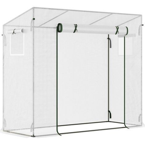 Serre de jardin en aluminium de 200 x 68 x 196 cm avec porte enroulable et fenêtre latérale, résistante au vent, en acier et polyéthylène, idéale pour les plantes de jardin. (1/5)