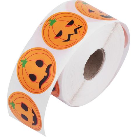Autocollant Visage de Citrouille Halloween Orange en Papier, Drôle (1/5)
