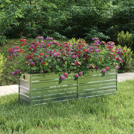 Lit surélevé de jardin 160x40x45 cm Acier galvanisé Argenté (1/5)