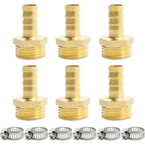 Lot de 6 Raccords Cannelés 1/2" BSP Mâle 12 mm Laiton Pour Outils Pneumatiques (1/5)