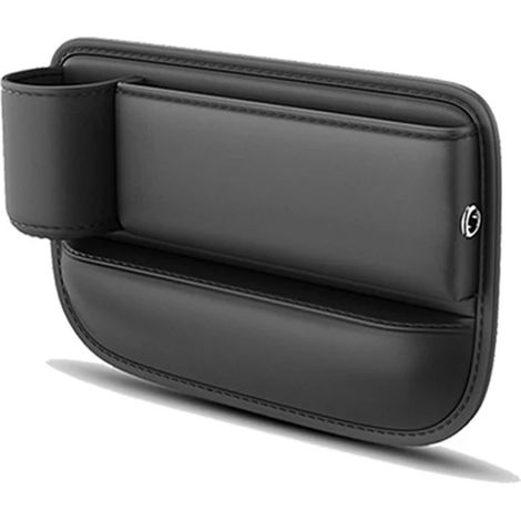 (argent du conducteur) Sac de rangement multifonction en cuir PU pour l'espace entre les sièges de voiture, avec porte-gobelet et boîte de rangement pour les interstices. (1/5)