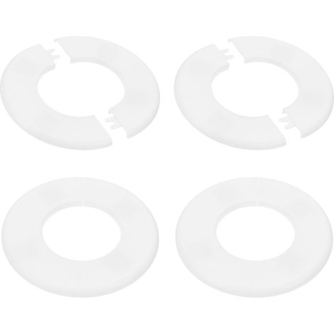 Anillos de montaje en pared, 4 placas de cubierta redondas, tapas para tuberías de agua con adhesivo, color blanco (1/5)