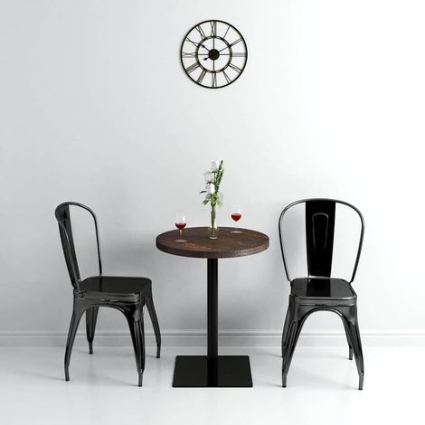Table de bistro Table haute - Table d'appoint MDF et acier Rond 60 x 75 cm Frêne foncé BV338342 - BonneVie (1/5)