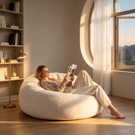 Fauteuil pouf géant - canapé-lit pour adultes - fauteuil confortable et moelleux - Idéal pour les chambres d'amis, balcons et autres espaces - Soutien dorsal complet (1/5)