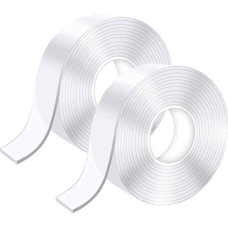 10M Ruban Adhésif Double Face Extra Fort, Transparent Lavable Fin Nano Tape, Amovible Traceless Bande Antidérapant