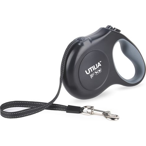 Utilia Pet GUINZAGLIO RETRATTILE A NASTRO LARGE mt. 5 per cani fino a kg. 50 col. Nero